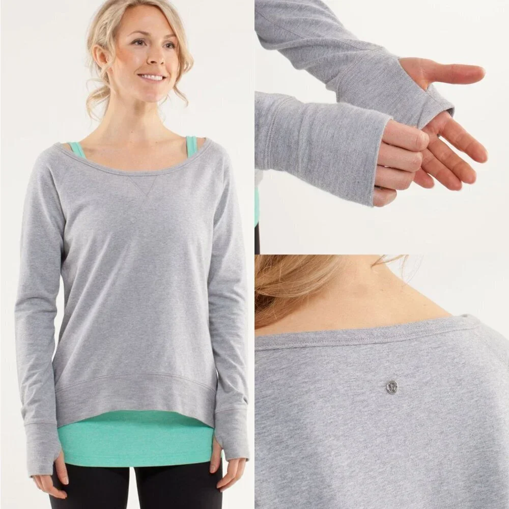 Lululemon Heathered Fossil Meditate Pullover Sweatshirt Size 10 - 2957